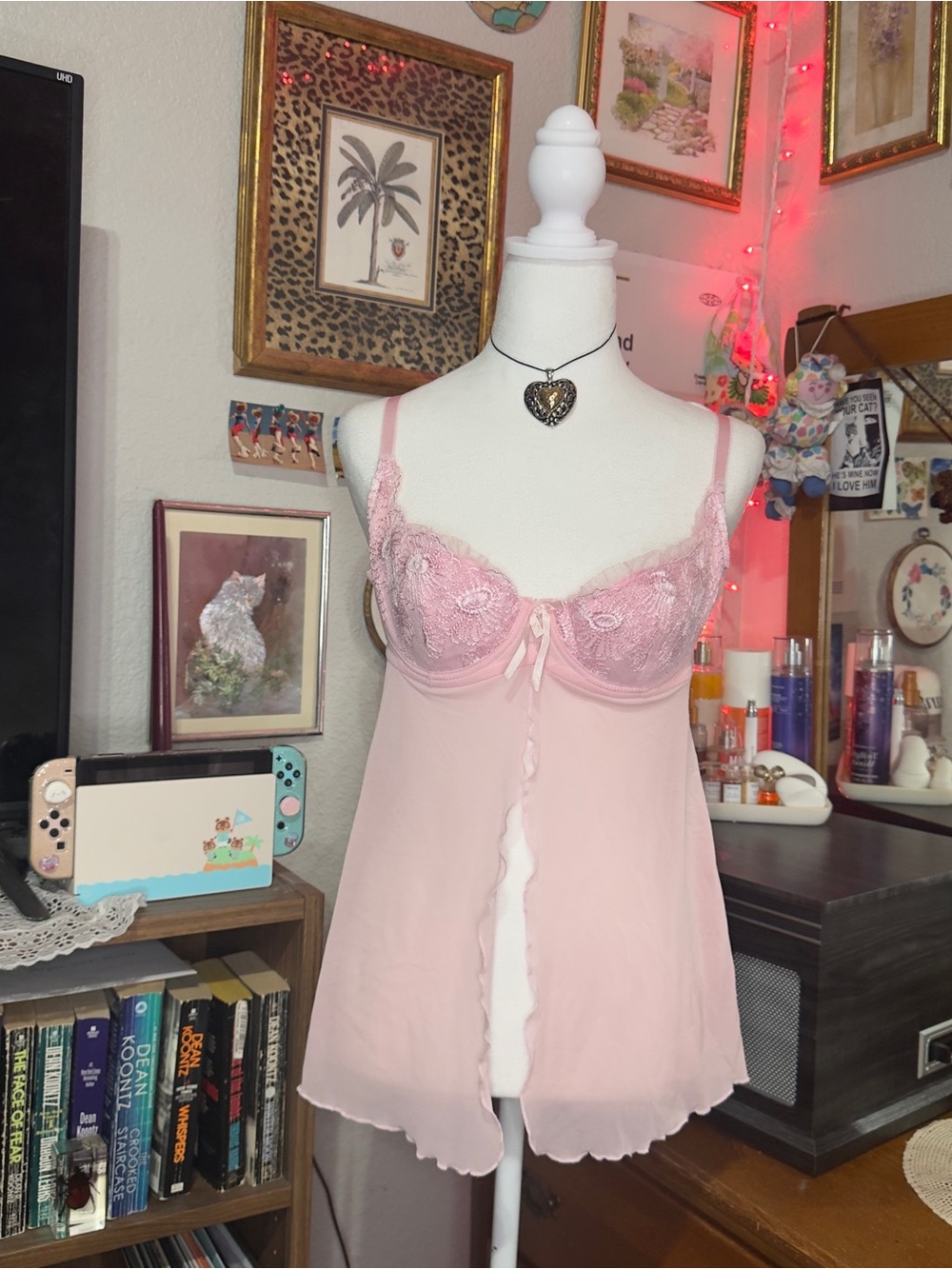 Y2K rampage Delicate Pink Lace Babydoll Chemise